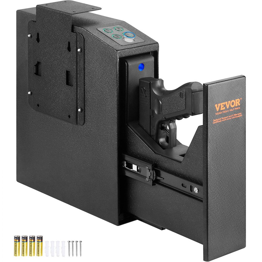 VEVOR Mounted Gun Safe for Pistols, Biometric Gun Safe with Three Quick Access Ways of Fingerprints, Passwords and