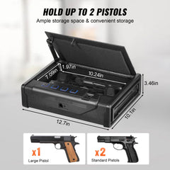 VEVOR Gun Safe for Pistols, Biometric Gun Safe with Three Quick Access Ways of Fingerprints, Passwords and Keys