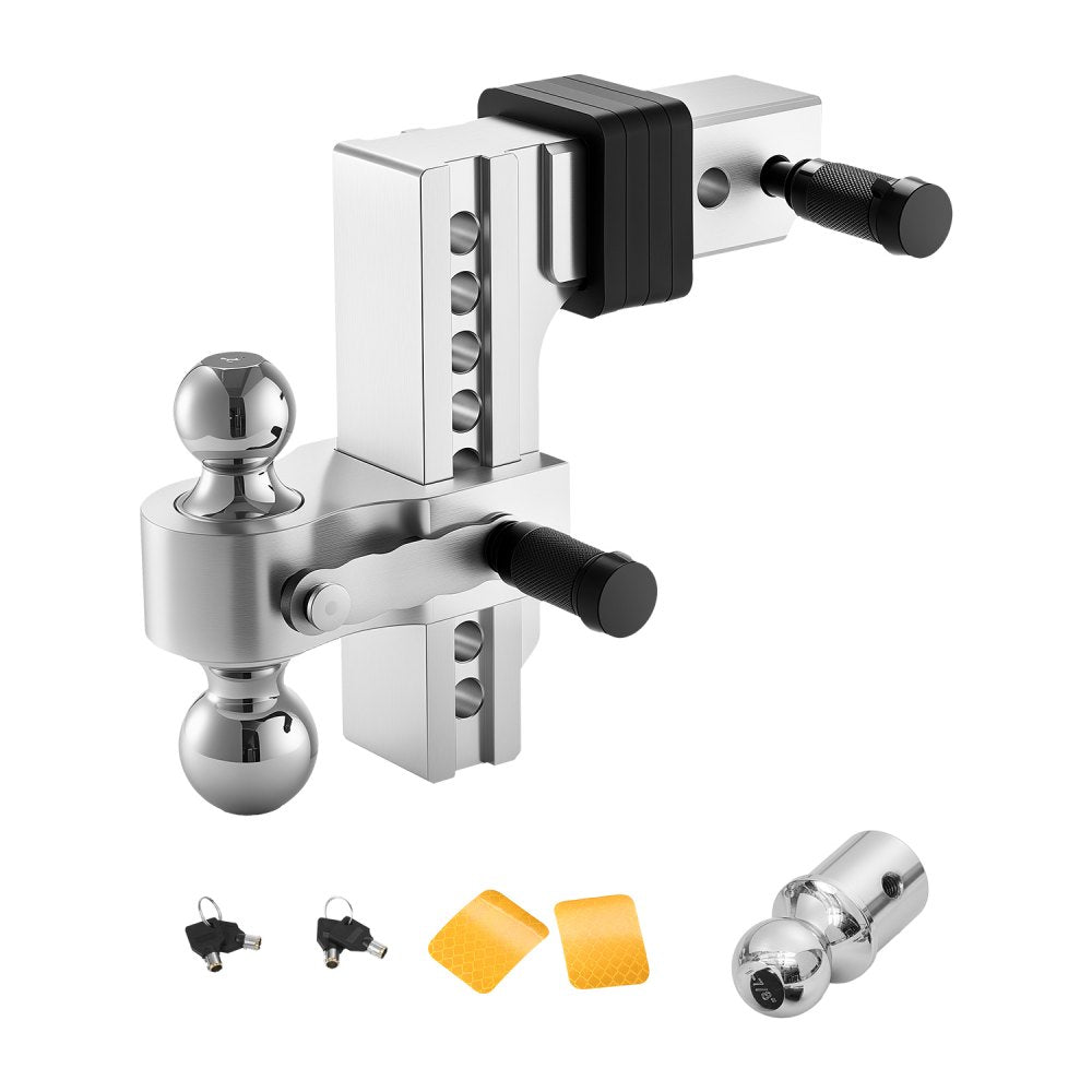 VEVOR Adjustable Trailer Hitch, 8-Inch Drop Hitch, Tri-Ball Mount for 2.5-Inch Hitch Receiver, Trailer Ball Size