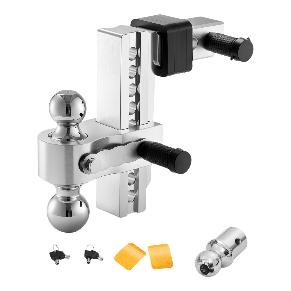 VEVOR Adjustable Trailer Hitch, 8-Inch Drop Hitch, Tri-Ball Mount for 2-Inch Hitch Receiver, Trailer Ball Size 1-7/8"