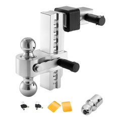 VEVOR Adjustable Trailer Hitch, 8-Inch Drop Hitch, Tri-Ball Mount for 2-Inch Hitch Receiver, Trailer Ball Size 1-7/8"