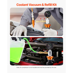VEVOR Radiator Vacuum Refill Kit, Automotives Cooling System Vacuum & Purge Fill Tool with Gauge, Portable Radiator