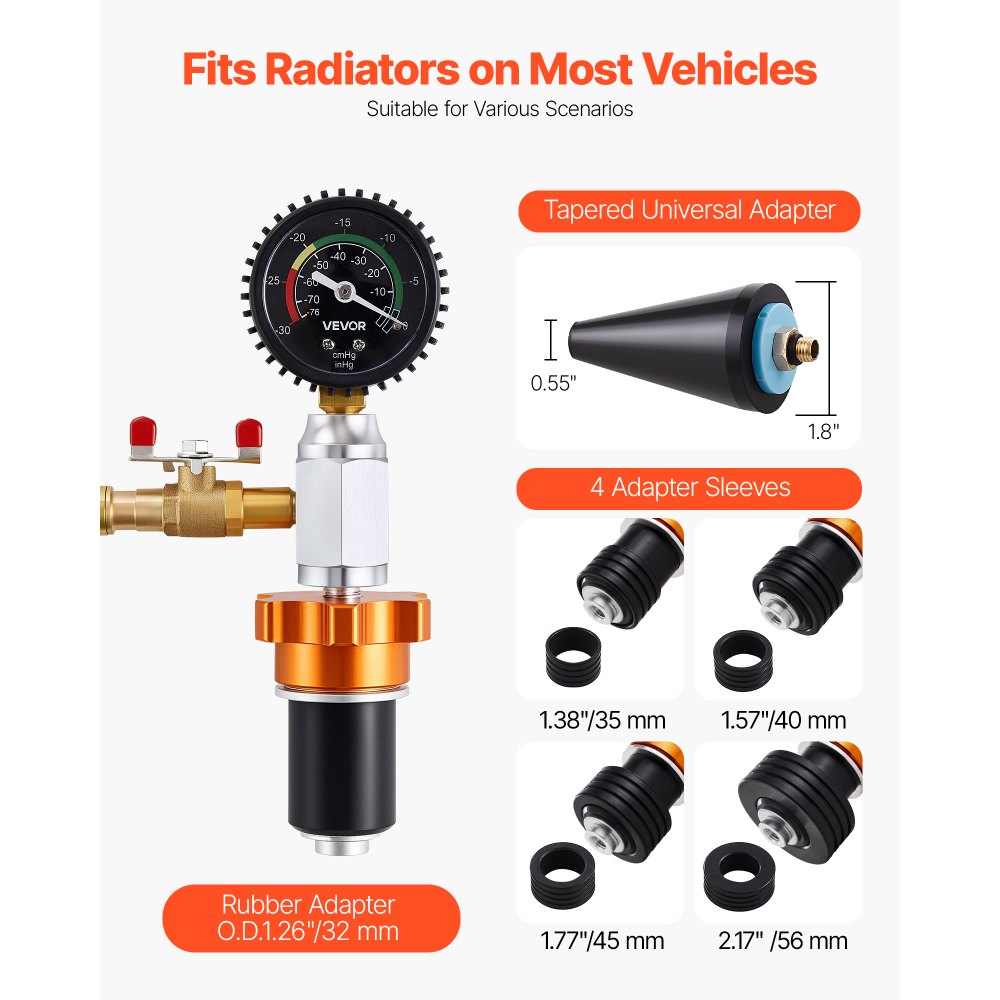 VEVOR Radiator Vacuum Refill Kit, Automotives Cooling System Vacuum & Purge Fill Tool with Gauge, Portable Radiator