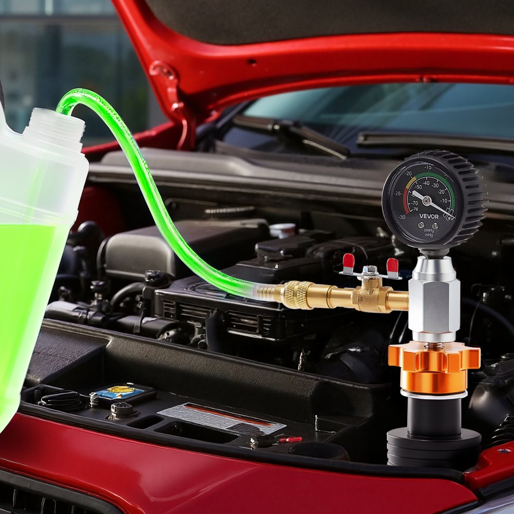 VEVOR Radiator Vacuum Refill Kit, Automotives Cooling System Vacuum & Purge Fill Tool with Gauge, Portable Radiator