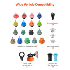 VEVOR Coolant Pressure Tester Kit, 31Pcs Radiator Vacuum Refill Kit with 3 Metal Adapters, Universal Fit, Automotive