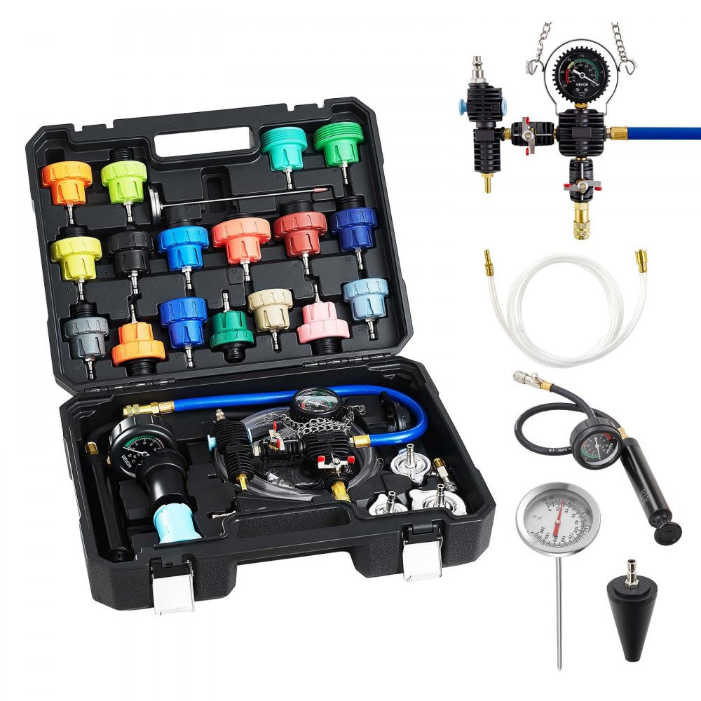 VEVOR Coolant Pressure Tester Kit, 31Pcs Radiator Vacuum Refill Kit with 3 Metal Adapters, Universal Fit, Automotive