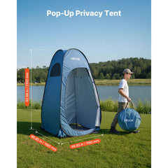 VEVOR Pop up Shower Tent, Instant Portable Privacy Tent Changing Room with Ground Stakes, Ropes, and Carry Bag, 190T