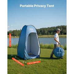 VEVOR Pop up Shower Tent, Instant Portable Privacy Tent Changing Room with Shower Bag, Ground Stakes, Ropes, Carry Bag