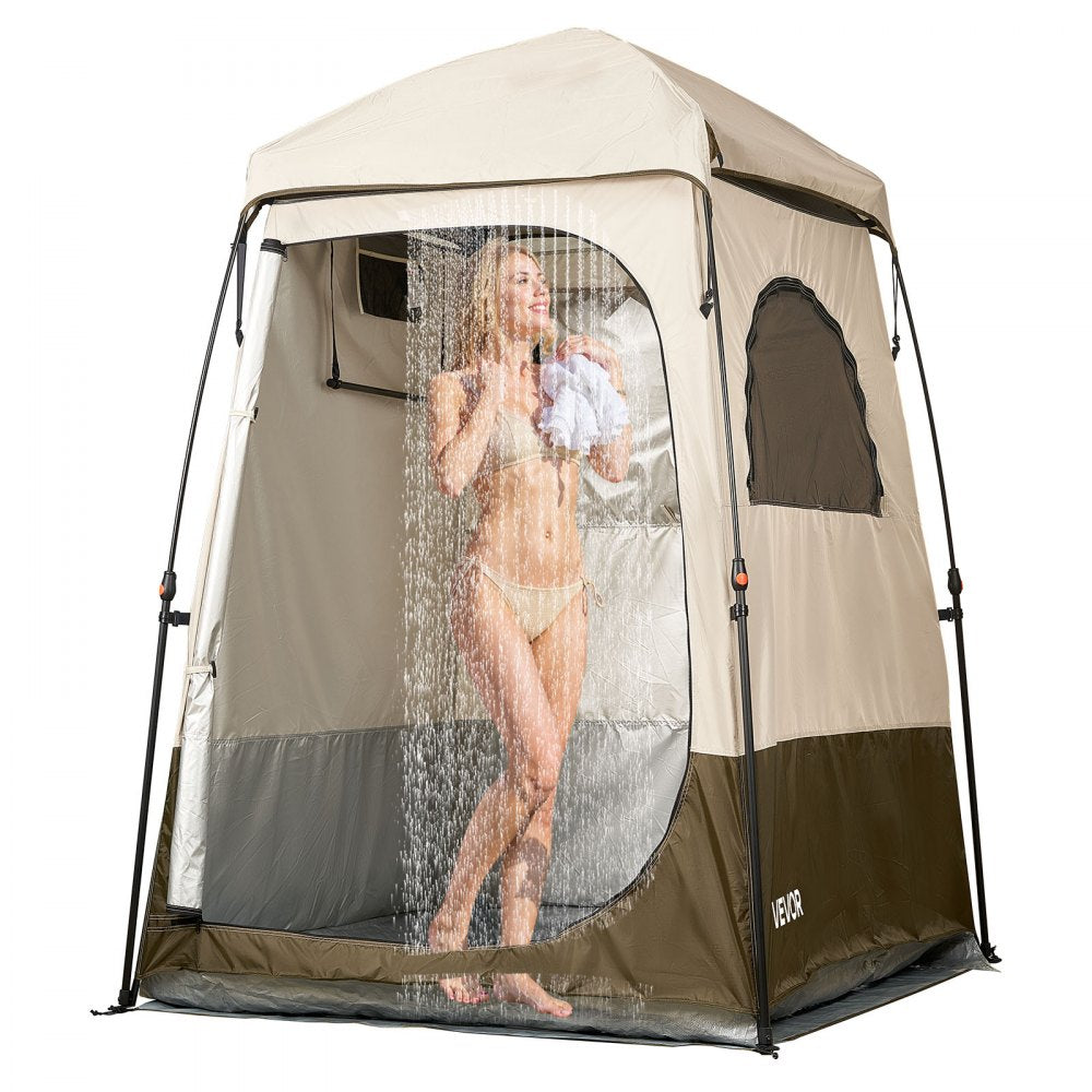 VEVOR Camping Shower Tent, 1 Room, Foldable Privacy Tent Changing Room with Ground Stakes, Ropes, Carry Bag, and