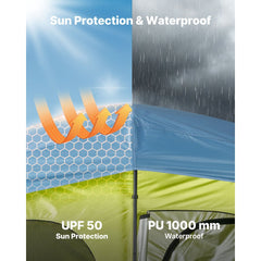 VEVOR Camping Shower Tent, 2-Room Portable Privacy Tent Changing Room with Shower Bag, Ground Stakes, Ropes, Carry Bag