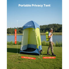VEVOR Camping Shower Tent, 1 Room, Portable Privacy Tent Changing Room with Ground Stakes, Ropes, Carry Bag, and Steel