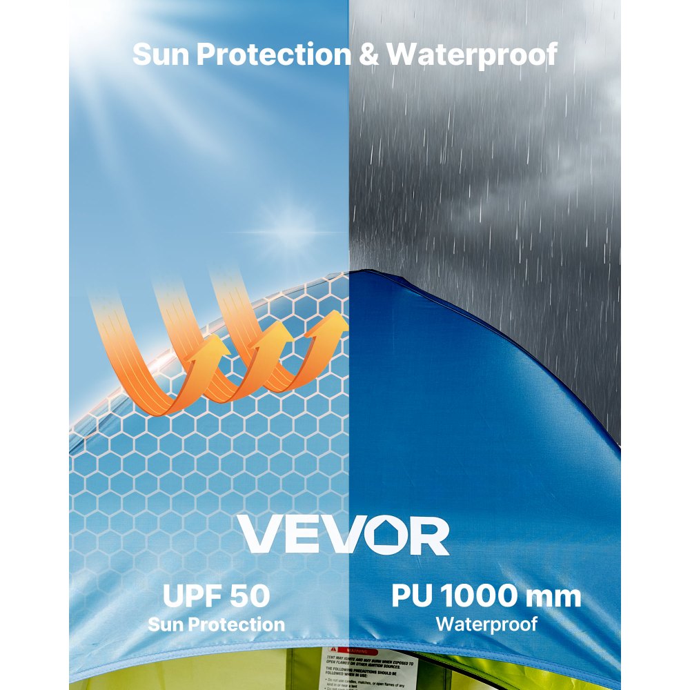 VEVOR Camping Shower Tent, 1 Room, Portable Privacy Tent Changing Room with Ground Stakes, Ropes, Carry Bag, and Steel