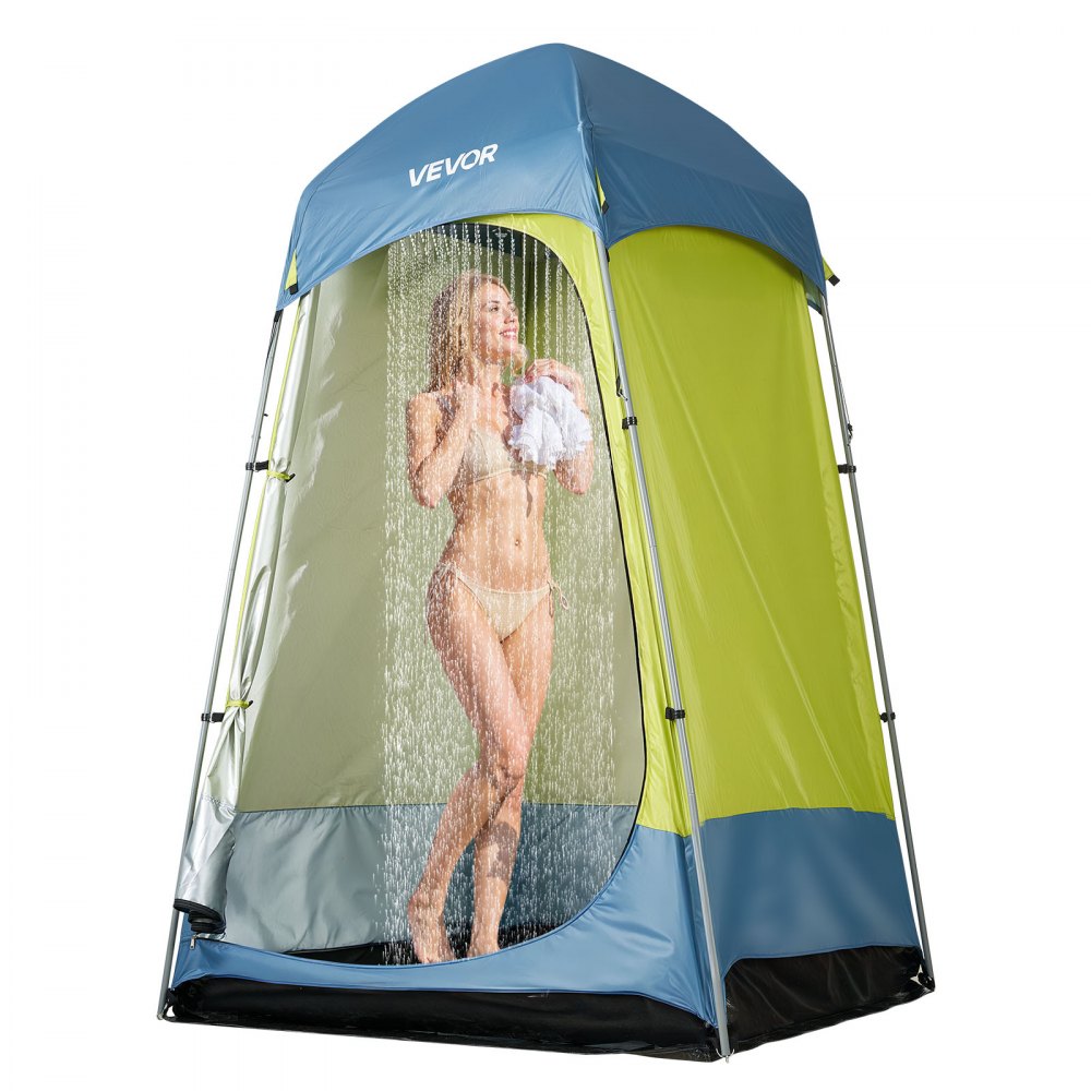 VEVOR Camping Shower Tent, 1 Room, Portable Privacy Tent Changing Room with Ground Stakes, Ropes, Carry Bag, and Steel