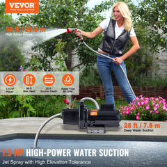 VEVOR 1.5 HP Cast Iron Sprinkler/Irrigation Pump, 115/230 Volt, 66 GPM 3450 RPM Shallow Well Jet Water Pump Booster
