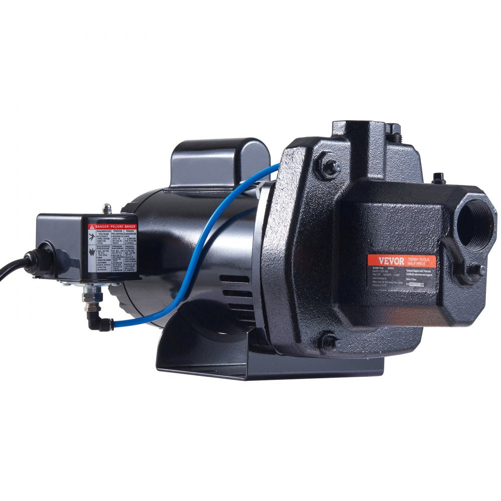 VEVOR 1.5 HP Cast Iron Sprinkler/Irrigation Pump, 115/230 Volt, 66 GPM 3450 RPM Shallow Well Jet Water Pump Booster