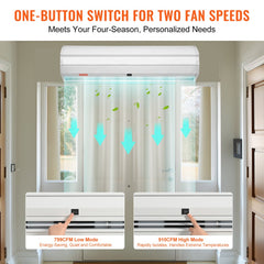 VEVOR 36" Commercial Indoor Air Curtain Super Power 2 Speeds 900CFM, Wall Mounted Air Curtains for Doors, Indoor Over