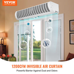 VEVOR 36" Industrial Air Door Blower, Dual-Speed 1200CFM, for Indoor Entryways, Includes Robust Limit Switch, Wall