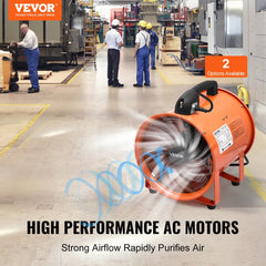 VEVOR Portable Ventilator, 10 inch Heavy Duty Cylinder Fan with 33ft Duct Hose, 350W Strong Shop Exhaust Blower