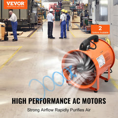 VEVOR Portable Ventilator, 12 inch Heavy Duty Cylinder Fan with 33ft Duct Hose, 560W Strong Shop Exhaust Blower