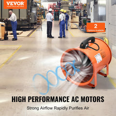 VEVOR Portable Ventilator, 16 inch Heavy Duty Cylinder Fan with 33ft Duct Hose, 1350W Strong Shop Exhaust Blower
