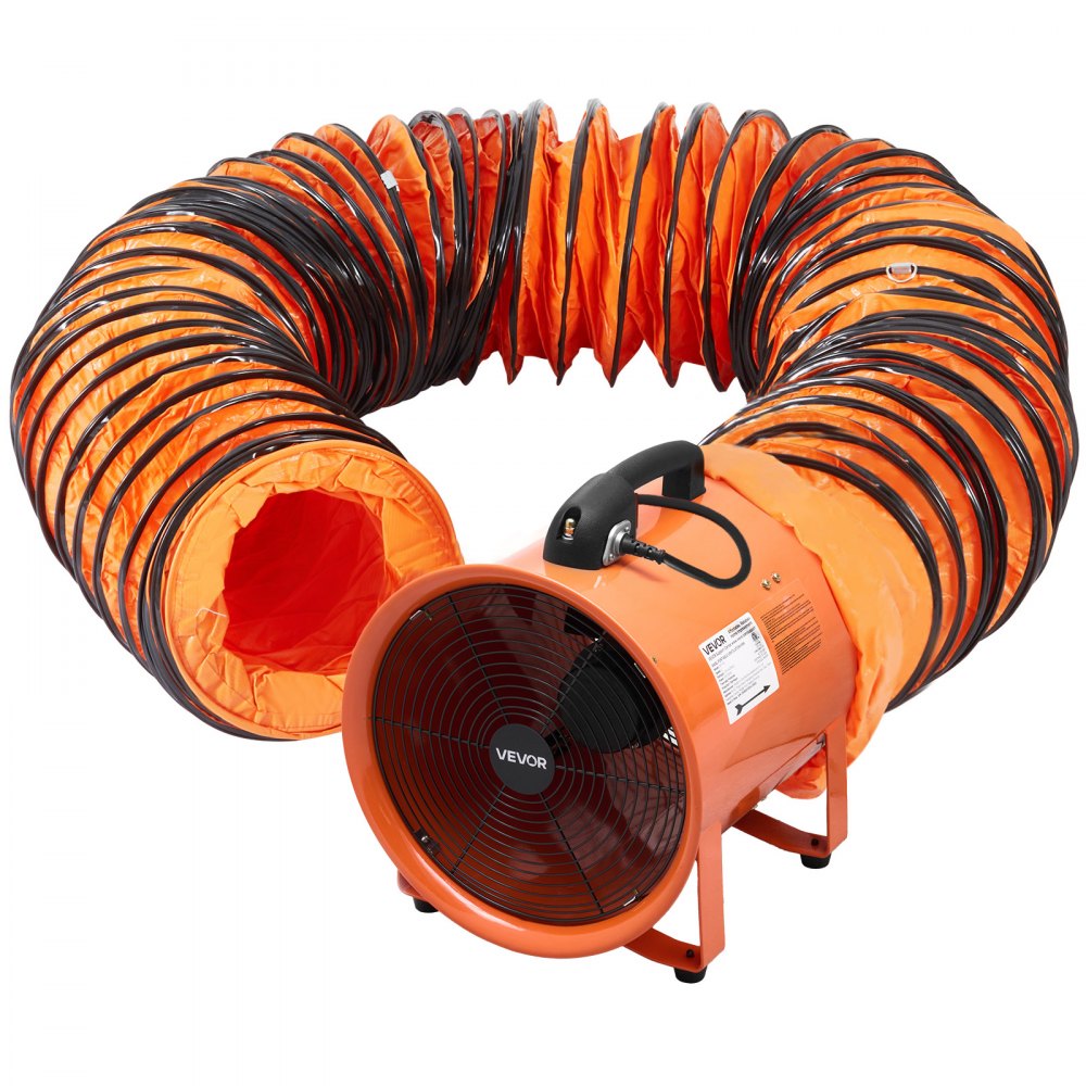 VEVOR Portable Ventilator, 16 inch Heavy Duty Cylinder Fan with 33ft Duct Hose, 1350W Strong Shop Exhaust Blower