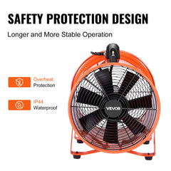 VEVOR Portable Ventilator, 12 inch Heavy Duty Cylinder Fan with 16.4ft Duct Hose, 560W Strong Shop Exhaust Blower