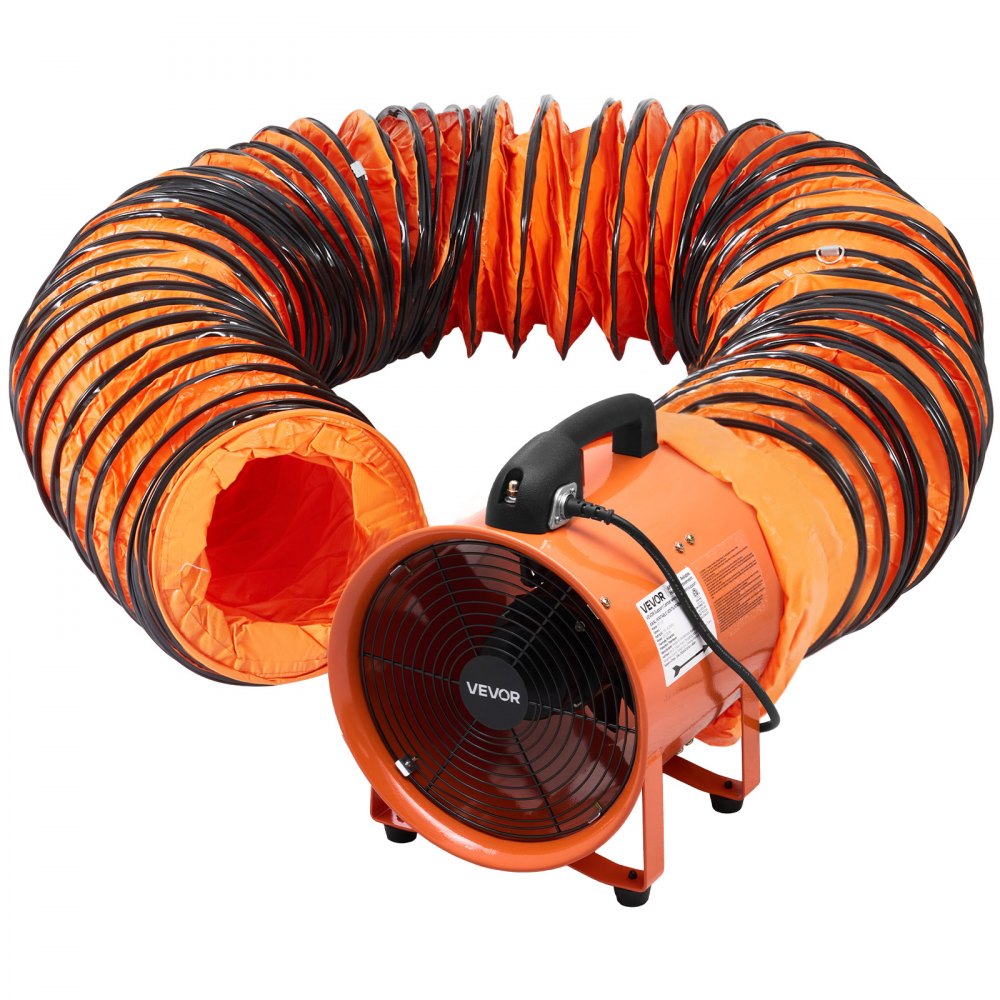 VEVOR Portable Ventilator, 12 inch Heavy Duty Cylinder Fan with 16.4ft Duct Hose, 560W Strong Shop Exhaust Blower