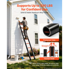 VEVOR Telescoping Ladder, 12.5 ft Extension Ladder One-Button Retraction, Heavy-Duty 330 lbs Capacity, for Home