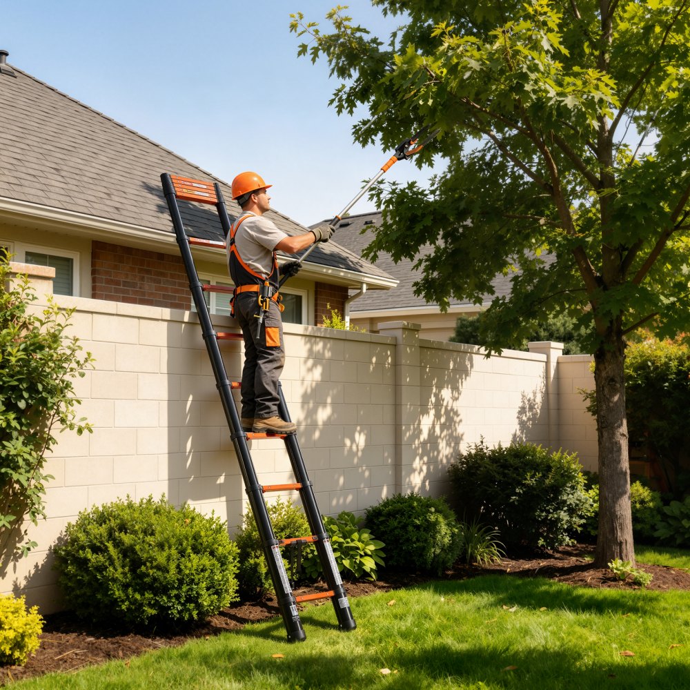 VEVOR Telescoping Ladder, 12.5 ft Extension Ladder One-Button Retraction, Heavy-Duty 330 lbs Capacity, for Home