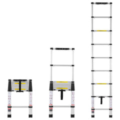 VEVOR Telescoping Ladder, 8.5FT Aluminum Lightweight Extension Ladder, One-button Retraction Collapsible Ladder, 375