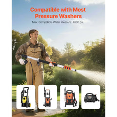 VEVOR Pressure Washer Telescoping Wand, 18 ft, 4000 psi, Telescopic Spray Wand with Power Washer Extension Wands