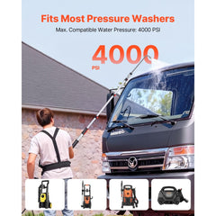 VEVOR 25 FT Pressure Washer Telescoping Wand, with Power Washer Extension Wands & High Pressure Hose, Brush Head, 7