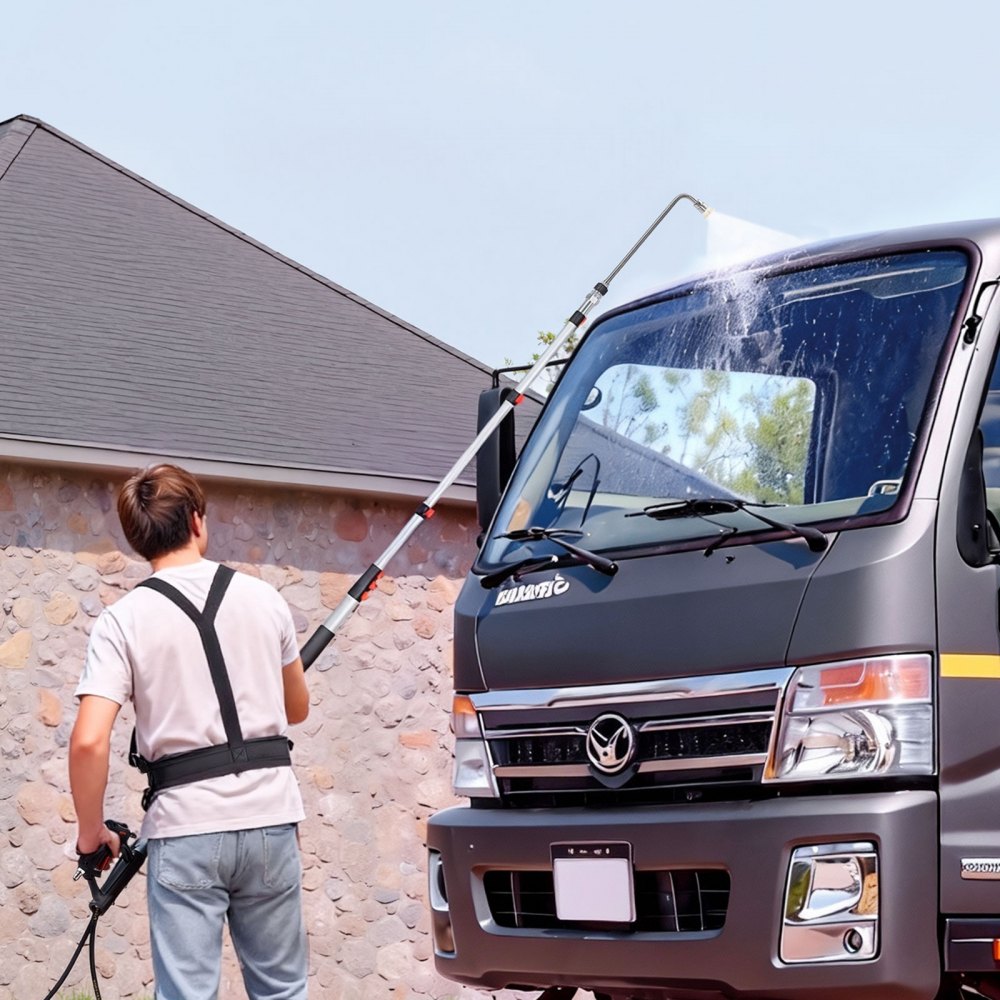 VEVOR 25 FT Pressure Washer Telescoping Wand, with Power Washer Extension Wands & High Pressure Hose, Brush Head, 7