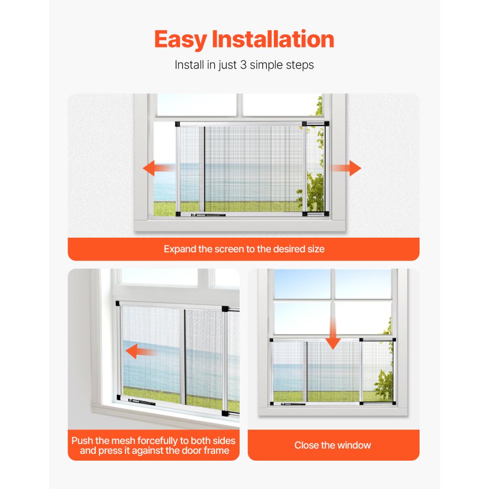 VEVOR Adjustable Window Screen, 15" H x 21" - 40" W, 2 Packs Expandable Windows Screens with Aluminum Frame and Durable