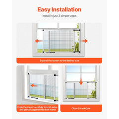 VEVOR Adjustable Window Screen, 15" H x 21" - 40" W, 2 Packs Expandable Windows Screens with Aluminum Frame and Durable
