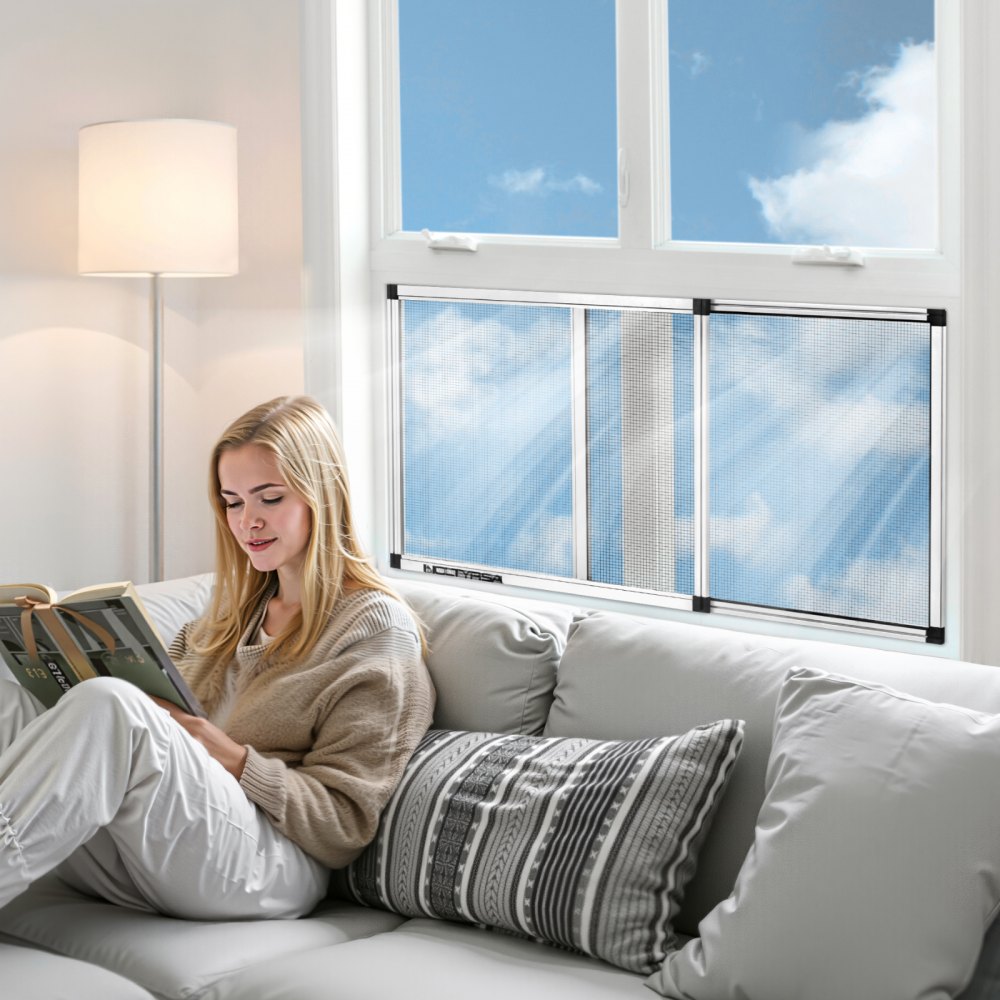 VEVOR Adjustable Window Screen, 15" H x 21" - 40" W, 2 Packs Expandable Windows Screens with Aluminum Frame and Durable