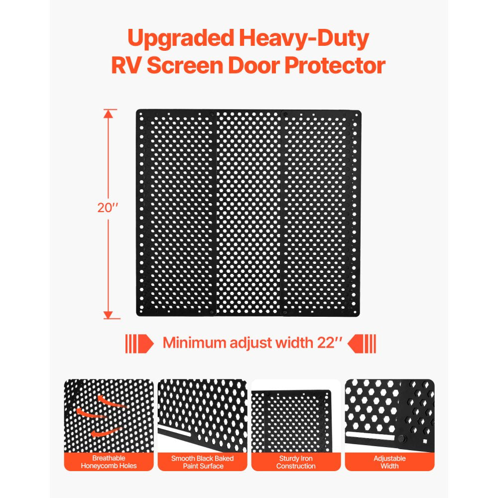 VEVOR RV Screen Door Protector, Adjusts from 22 to 31.5 inch, Adjustable Door Grille, Easy to Install, Reinforced