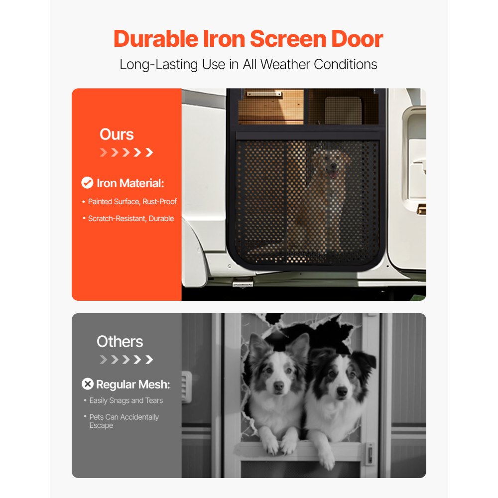 VEVOR RV Screen Door Protector, Adjusts from 22 to 31.5 inch, Adjustable Door Grille, Easy to Install, Reinforced