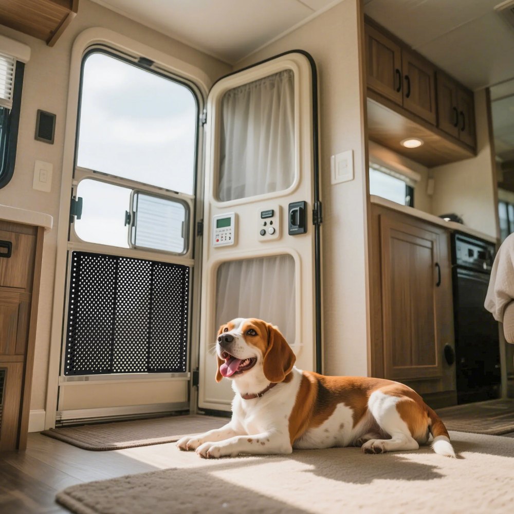 VEVOR RV Screen Door Protector, Adjusts from 22 to 31.5 inch, Adjustable Door Grille, Easy to Install, Reinforced