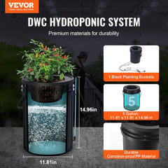 VEVOR DWC Hydroponics Grow System, Hydroponic Growing System with Top Drip Kit, 5-Gallon Deep Water Culture with Air