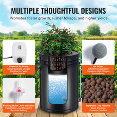 VEVOR DWC Hydroponics Grow System, Hydroponic Growing System with Top Drip Kit, 5-Gallon Deep Water Culture with Air