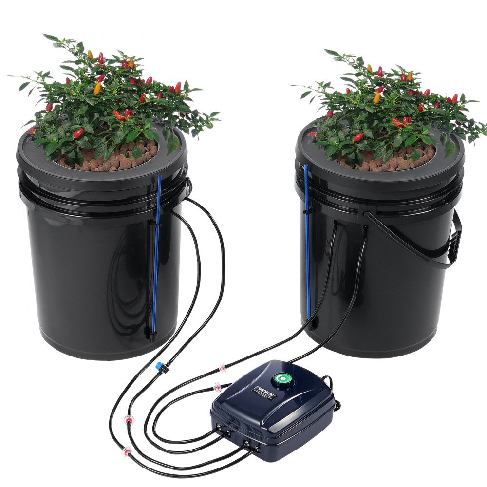 VEVOR DWC Hydroponics Grow System, Hydroponic Growing System with Top Drip Kit, Deep Water Culture 5-Gallon 2 Buckets