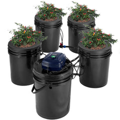 VEVOR RDWC Hydroponics Grow System, Hydroponic Growing Kit with Top Drip, Recirculating Deep Water Culture 4 Buckles