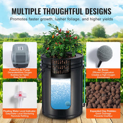 VEVOR DWC Hydroponics Grow System, Hydroponic Growing System with Top Drip Kit, Deep Water Culture 5-Gallon 4 Buckets