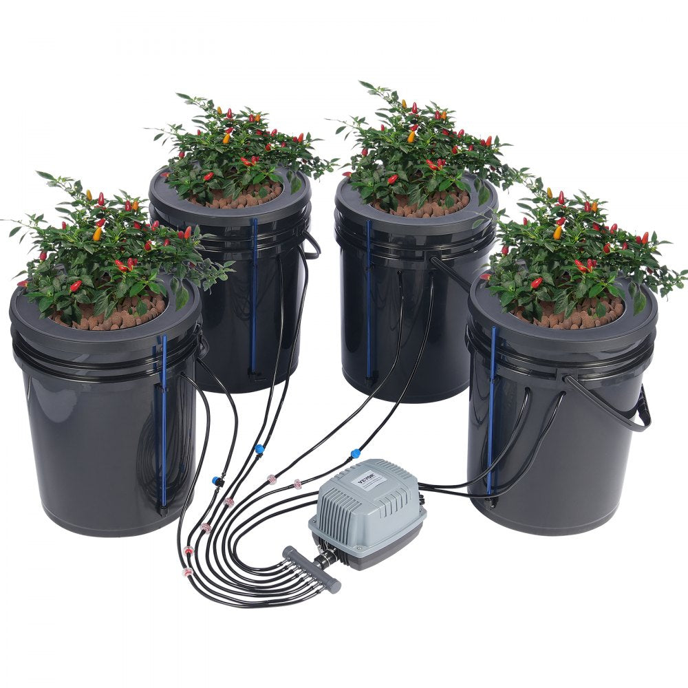 VEVOR DWC Hydroponics Grow System, Hydroponic Growing System with Top Drip Kit, Deep Water Culture 5-Gallon 4 Buckets