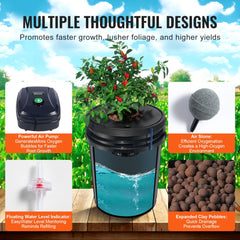 VEVOR DWC Hydroponic System, 5 Gallon 4 Buckets, Deep Water Culture Growing Bucket, Hydroponics Grow Kit with Pump, Air