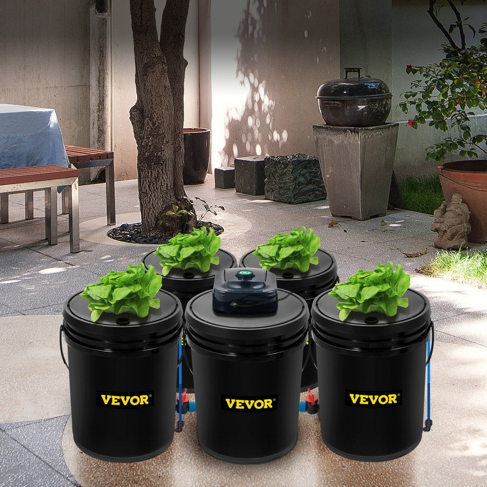 VEVOR DWC Hydroponic System, 5 Gallon 5 Buckets, Deep Water Culture Growing Bucket, Hydroponics Grow Kit with Pump, Air