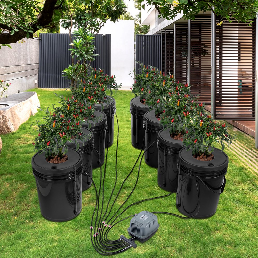 VEVOR DWC Hydroponic System, 5 Gallon 8 Buckets, Deep Water Culture Growing Bucket, Hydroponics Grow Kit with Pump, Air
