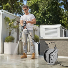 VEVOR Pressure Washer Hose Reel, 65 ft x 1/4 inch Retractable Power Heavy-Duty Steel Washer Hose Reel, 3200PSI Max