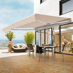 VEVOR Manual Retractable Awning, 12 x 10 ft Outdoor Patio Awning Retractable Sun Shade, Water-Resistant Polyester Patio